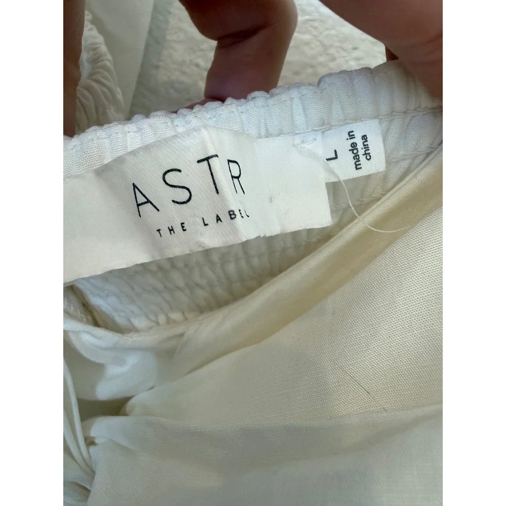 Revolve ASTR The Label Serilda Dress White Puff Sleeve Twist Front Midi Womens L - Picture 6 of 9